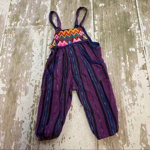 Mexican Artisan Colorful Hand Embroidered Overalls Romper Jumper Toddler